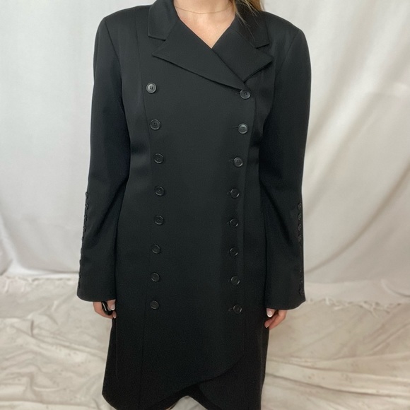 Vintage 90s Norma Kamali 18008 Kamali Wool Coat Dress - Picture 3 of 15
